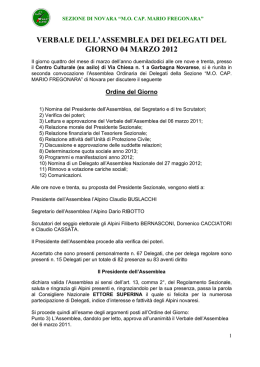 verbale dell`assemblea dei delegati del giorno 04 marzo 2012