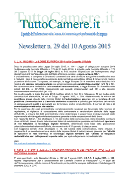 Newsletter n. 29 del 10 Agosto 2015 1. L. N. 115/2015