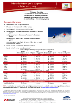 Offerte forfettarie per la stagione sciistica 2012/2013