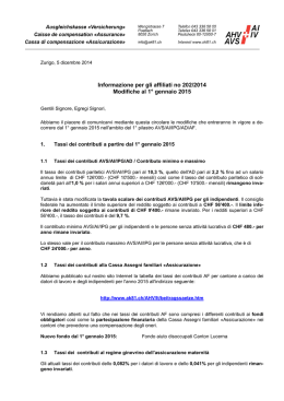 Informazione per gli affiliati no 202/2014 Modifiche al 1° gennaio 2015