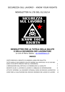 sicurezza sul lavoro! - know your rights newsletter n