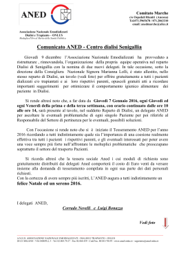 Comunicato ANED - Centro dialisi Senigallia