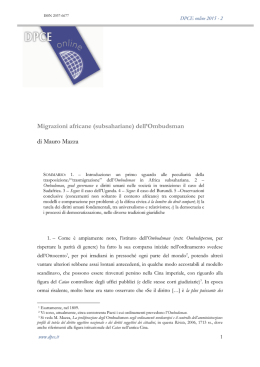 Migrazioni africane (subsahariane) dell`Ombudsman