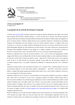 A proposito di un articolo di Giorgio Cremaschi