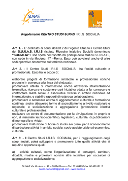 Regolamento CENTRO STUDI SUNAS I.R.I.S SOCIALIA Art. 1.