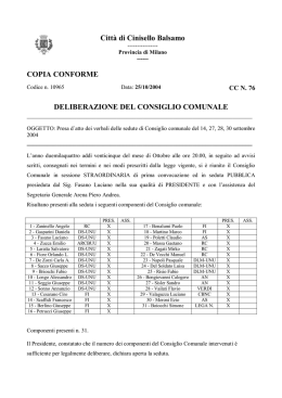 deliberazione del consiglio comunale