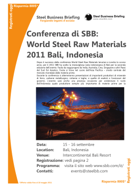 Conferenza di SBB: World Steel Raw Materials 2011 Bali, Indonesia