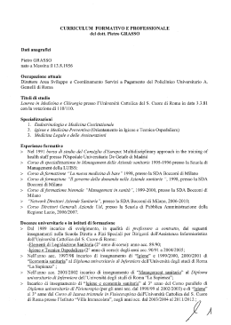 del dott. Pietro GRASSO - Corso Management Sanitario