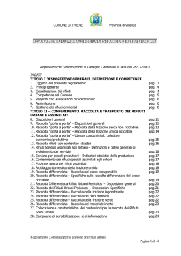 REGOLAMENTO COMUNALE PER LA GESTIONE DEI RIFIUTI