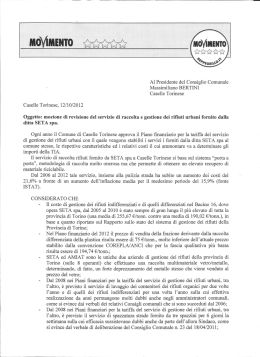 Mozione costi gestione SETA - Movimento 5 Stelle Caselle