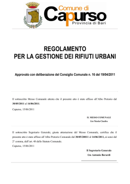 regolamento per la gestione dei rifiuti urbani