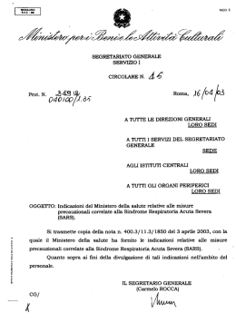 Indicazioni del ministero della salute relative alle misure