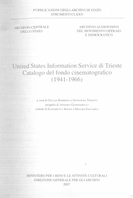 United States lnformation Service di Trieste. Catalogo del fondo