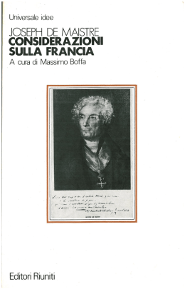 &ldquo;Considerazioni sulla Francia&rdquo; di Joseph de Maistre