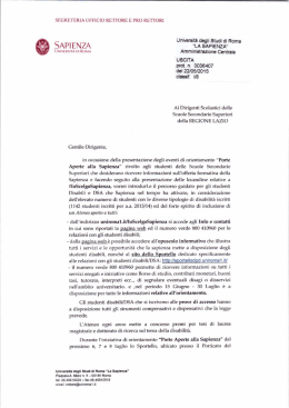 SEGRETERIA UFFICIO RETTORE E PRO RETTORI Universit&agrave; degli