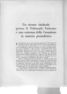 Un ricorso sindacale presso il Tribunale Vaticano e una sentenza