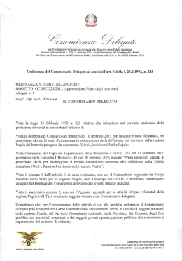 Ordinanza n. 1/2015 del Commissario Delegato a fronteggiare l