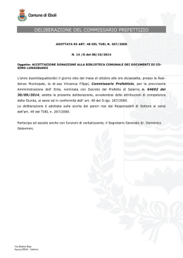 DELIBERAZIONE DEL COMMISSARIO PREFETTIZIO