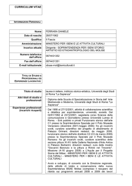 curriculum vitae - Ministero dei Beni e le Attivit&agrave; Culturali