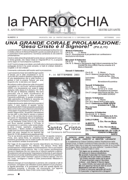 Mensile di Settembre 2003 - Sant`Antonio & Santa Maria di Nazareth