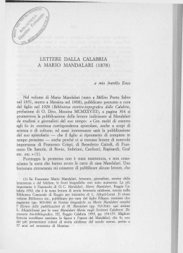 LETTERE DALLA CALABRIA A MARIO MANDALARI (1878)