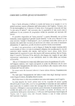 Crisi del Latino. Quali le ragioni", Antonino Tobia L