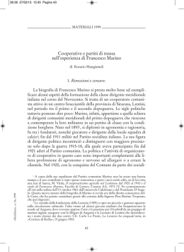 Cooperative e partiti di massa nell`esperienza di