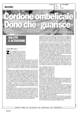 Cordone ombelicale, dono che guarisce