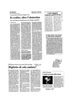 Il credito, oltre l`elemosina - Rassegna Stampa