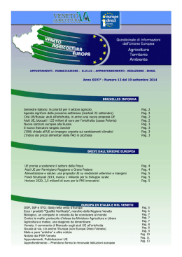 Anno XXVI° - Numero 13 del 19 settembre 2014 UE pronta a