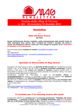 Newsletter Mag Verona n.104 (28 novembre