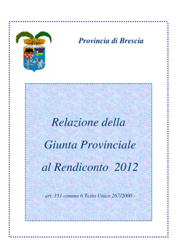 Relazione della Giunta Provinciale al Rendiconto 2012