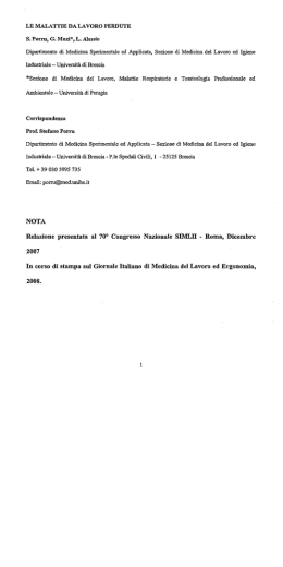 le malattie da lavoro perdute