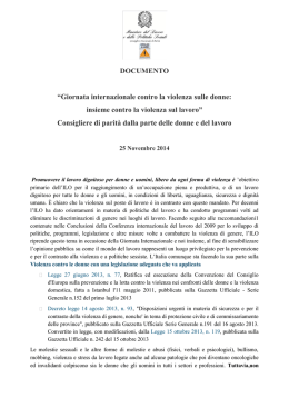 DOCUMENTO “Giornata internazionale contro la violenza sulle