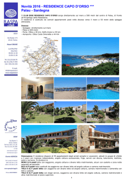 Novit&agrave; 2016 - RESIDENCE CAPO D`ORSO *** Palau