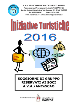 Iniziative Turistiche 2016 - AVA - Varese
