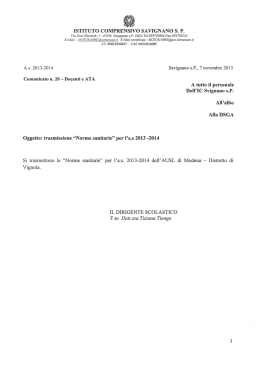 Norme sanitarie - Istituto Comprensivo di Savignano sul Panaro
