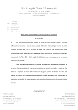 Modalit&agrave; di acquisizione e valore del consenso