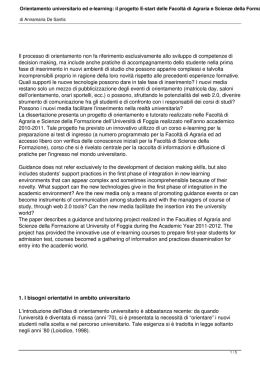 Orientamento universitario ed e-learning: il - MeTis