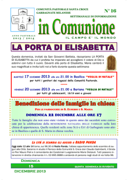 In comunione n&deg; 16 del 15 dicembre 2013
