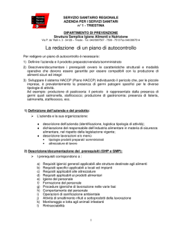 La redazione di un piano di autocontrollo