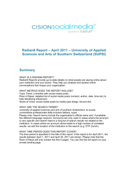 Radian6 Report - April 2011 - SUPSI