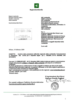 Circolare regionale deposito legale - Sistema Bibliotecario dell`Area