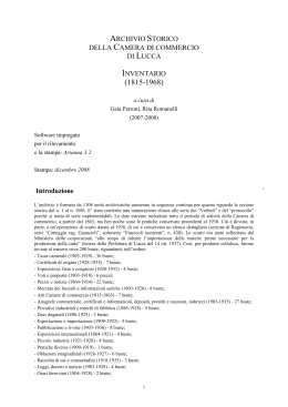 Camera di Commercio di Lucca - Soprintendenza Archivistica della