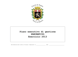 Piano esecutivo di gestione PREVENTIVO Esercizio 2013