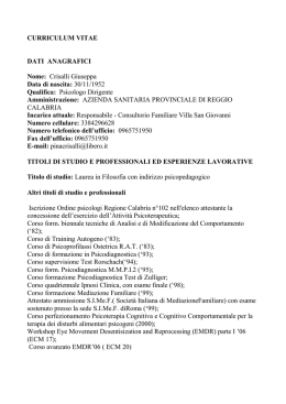 CURRICULUM VITAE DATI ANAGRAFICI Nome: Crisalli