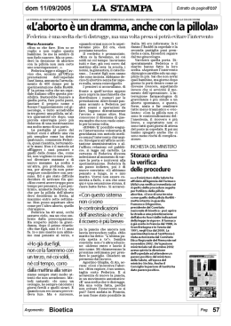 &laquo;L`aborto &egrave; un dramma, anche con la pillola&raquo;