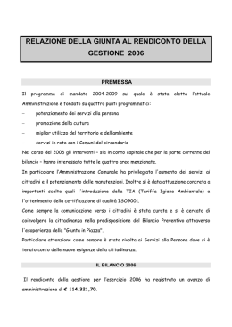 relazione della giunta al rendiconto della gestione 2006