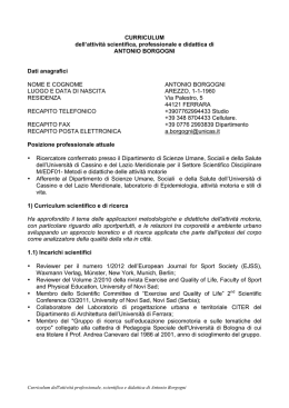 CURRICULUM dell`attivit&agrave; scientifica, professionale e didattica di