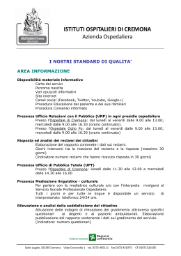 standard di qualità - Istituti Ospitalieri Cremona